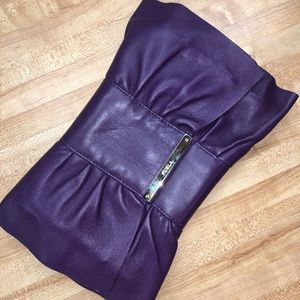 Furla Purple Leather Bow Clutch
